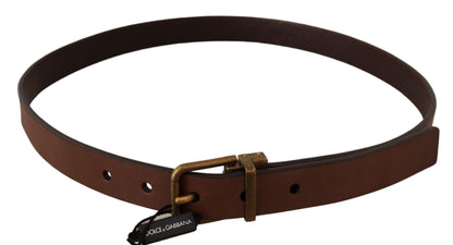 Dolce &amp; Gabbana Brown Leather Rustic Buckle Cintura Belt
