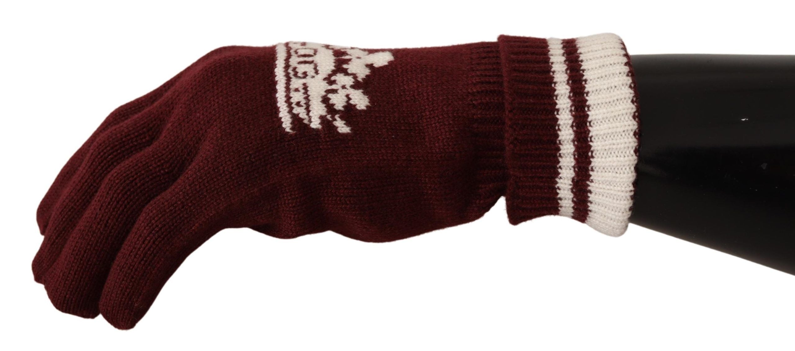 Dolce &amp;amp; Gabbana Röda Vita D&amp;amp;G Logo Crown Cashmere Handskar