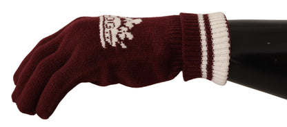 Dolce &amp;amp; Gabbana Röda Vita D&amp;amp;G Logo Crown Cashmere Handskar