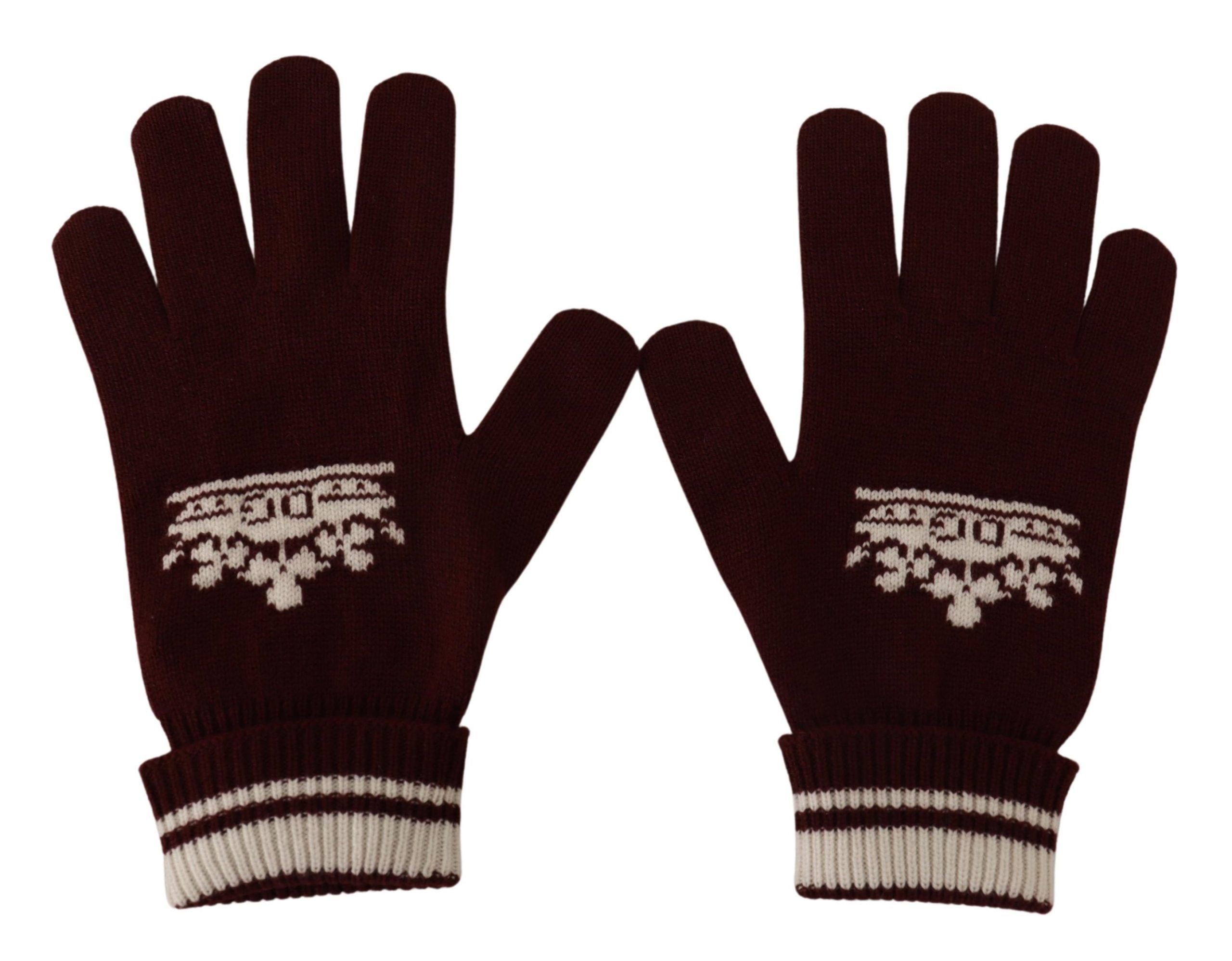Dolce &amp;amp; Gabbana Röda Vita D&amp;amp;G Logo Crown Cashmere Handskar