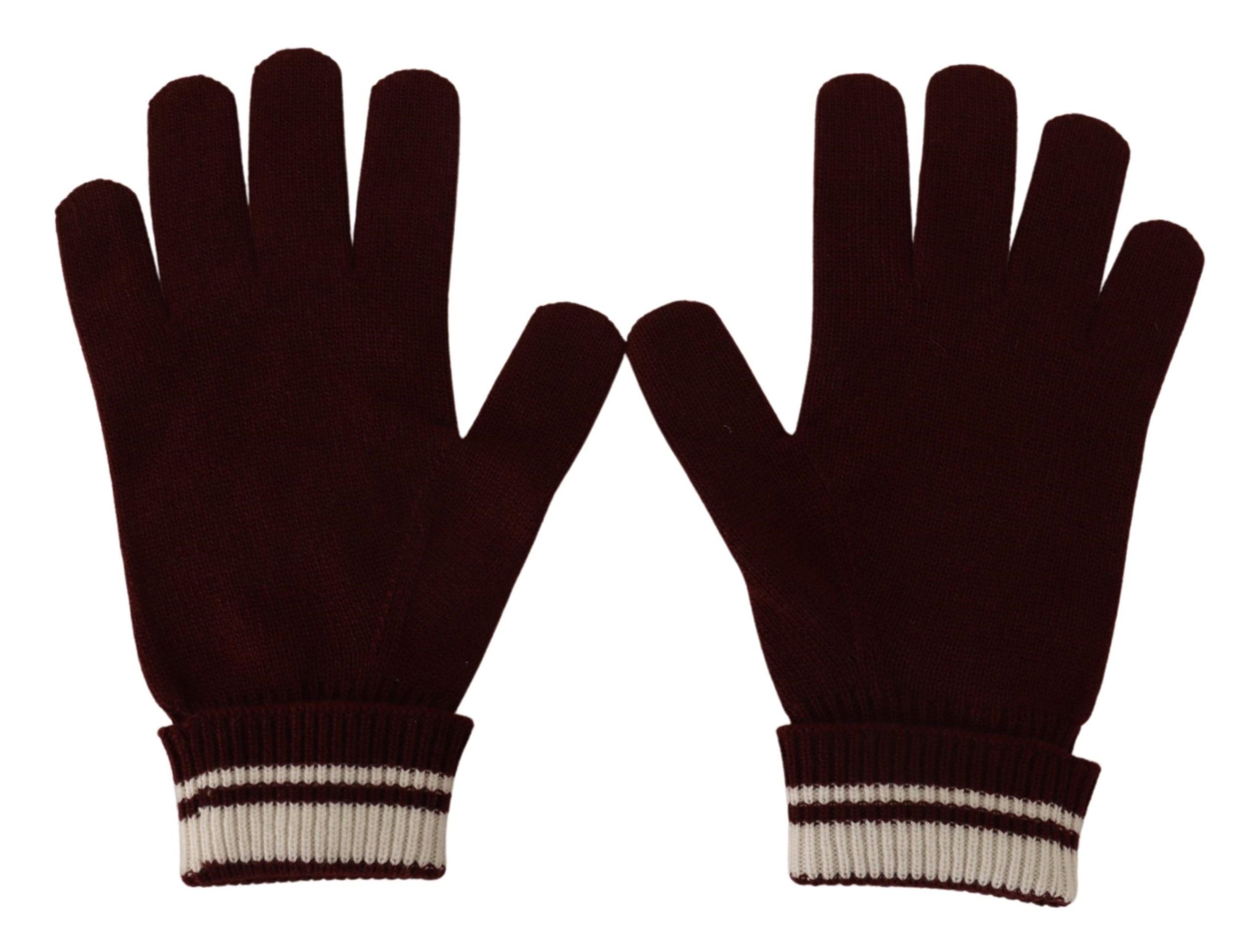 Dolce &amp;amp; Gabbana Röda Vita D&amp;amp;G Logo Crown Cashmere Handskar