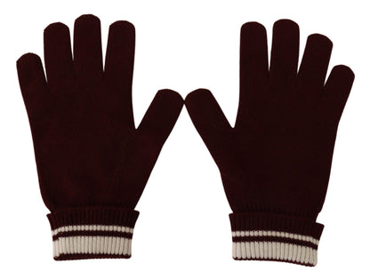 Dolce &amp;amp; Gabbana Röda Vita D&amp;amp;G Logo Crown Cashmere Handskar