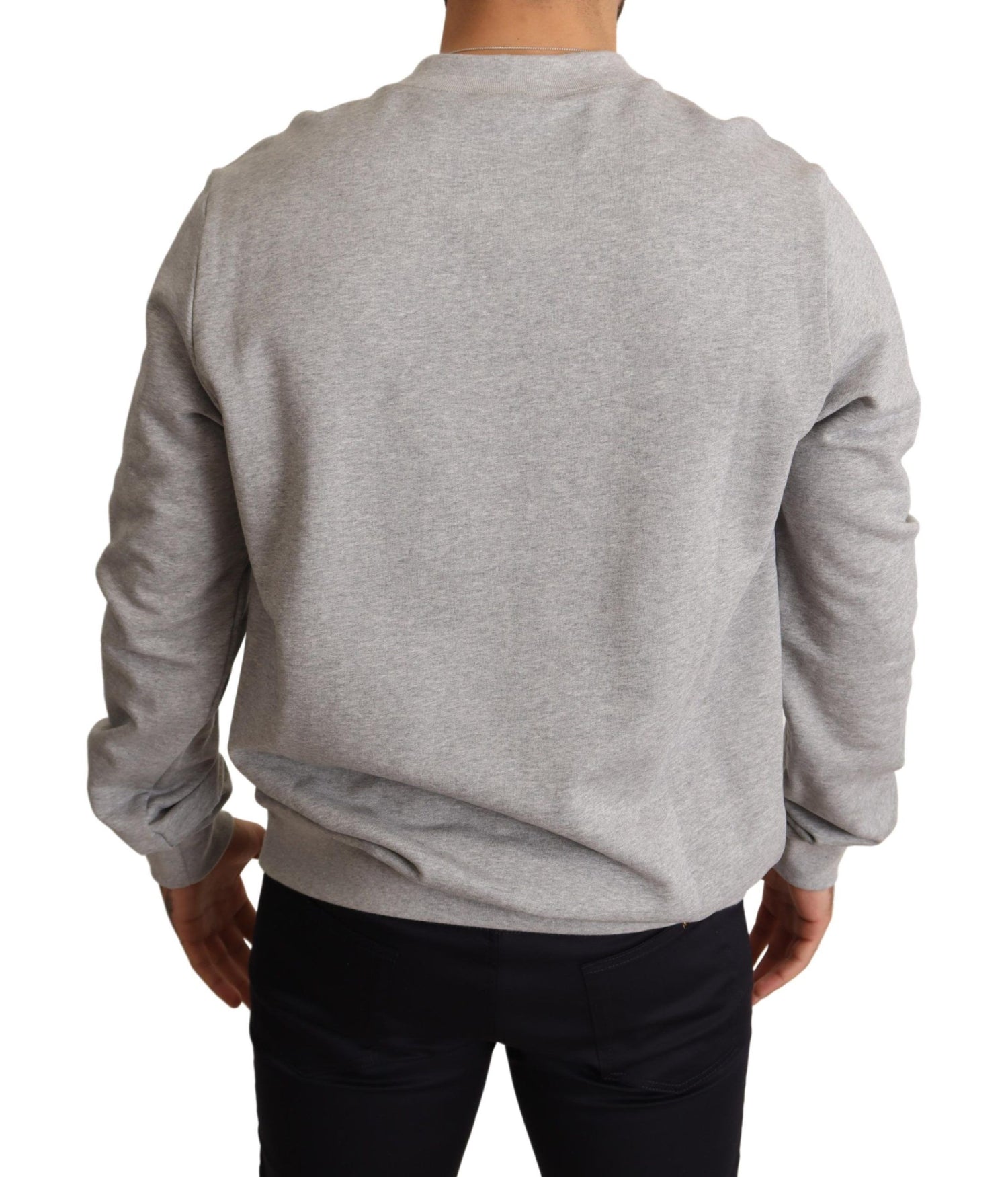 Dolce &amp; Gabbana Gray Crown King Print Cotton Sweater