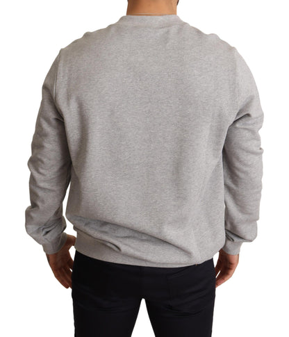 Dolce &amp; Gabbana Gray Crown King Print Cotton Sweater