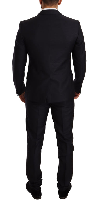 Dolce &amp;amp; Gabbana Blå Mönstrad MARTINI SLIM FIT 2-delad Kostym