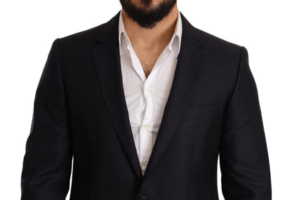 Dolce &amp;amp; Gabbana Blå Mönstrad MARTINI SLIM FIT 2-delad Kostym