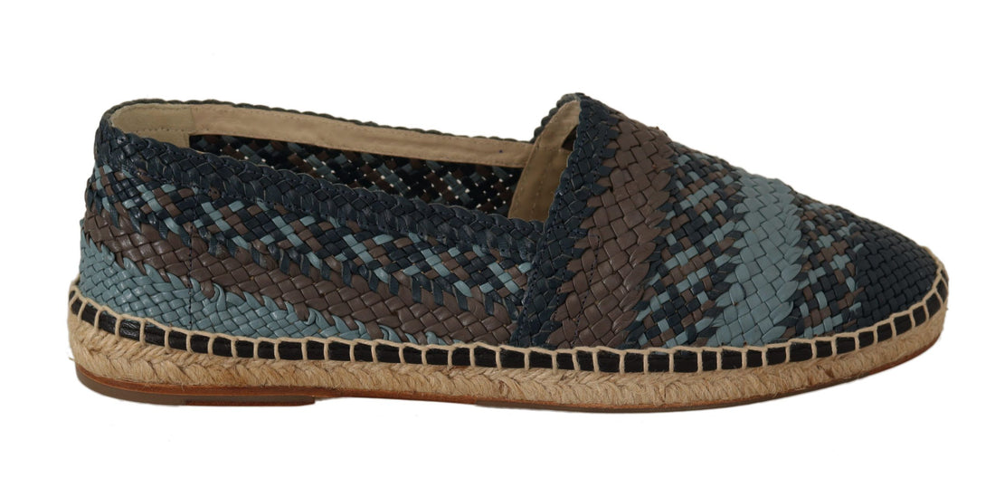 Dolce &amp; Gabbana Blue Gray Slip On Buffalo Espadrille Shoes