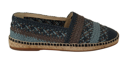 Dolce &amp; Gabbana Blue Gray Slip On Buffalo Espadrille Shoes
