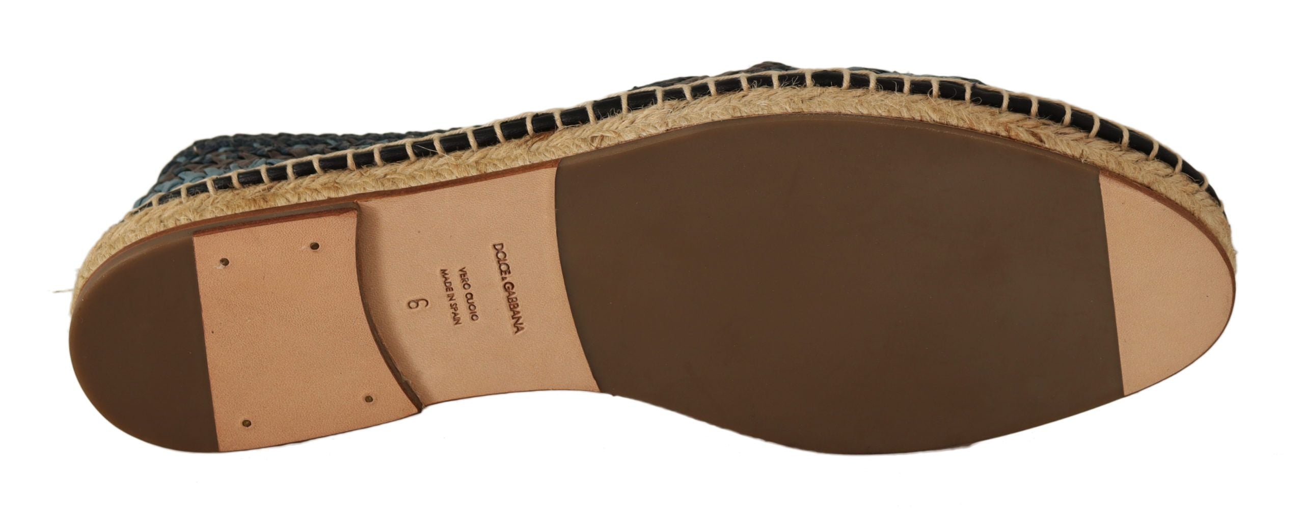 Dolce &amp; Gabbana Blue Gray Slip On Buffalo Espadrille Shoes
