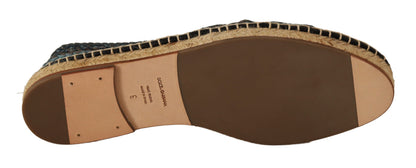 Dolce &amp; Gabbana Blue Gray Slip On Buffalo Espadrille Shoes