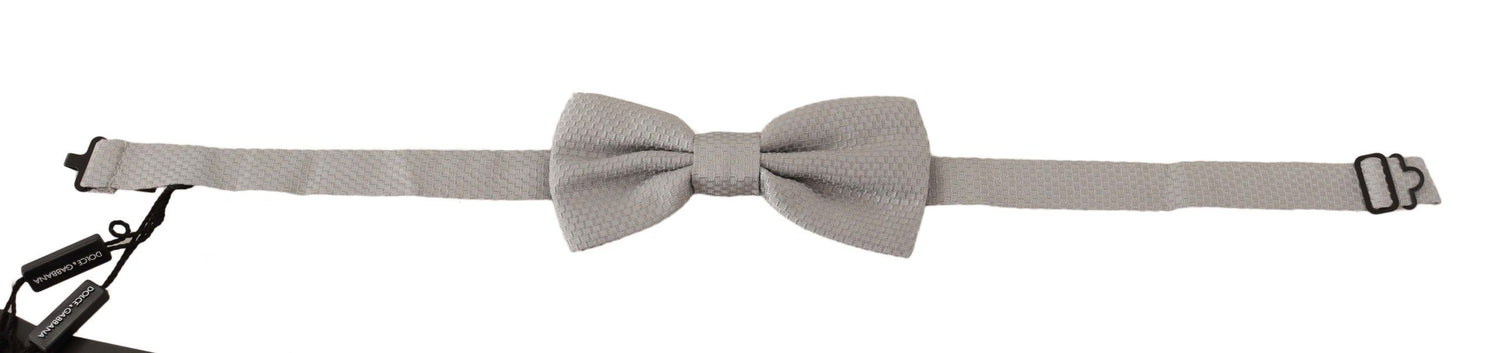 Dolce &amp;amp; Gabbana Silvergrå 100% Siden Justerbar Halsringning Papillon Fluga