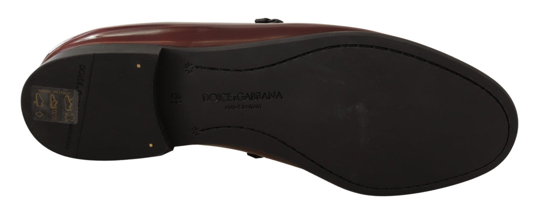 Dolce &amp; Gabbana Bordeaux Patent Leather Dress Loafers Shoes