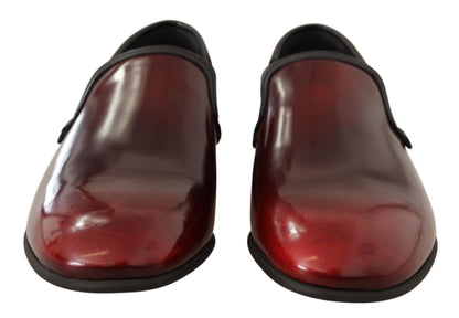 Dolce &amp; Gabbana Bordeaux Patent Leather Dress Loafers Shoes