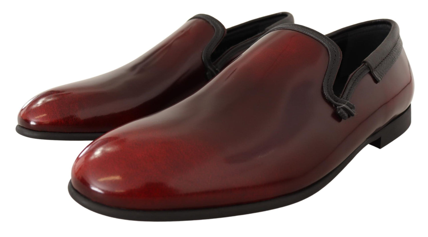 Dolce &amp; Gabbana Bordeaux Patent Leather Dress Loafers Shoes
