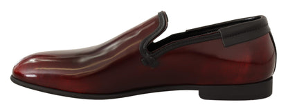 Dolce &amp; Gabbana Bordeaux Patent Leather Dress Loafers Shoes