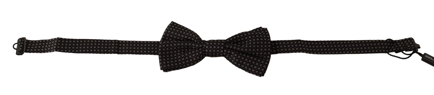Dolce &amp;amp; Gabbana Svart Mönstrad Justerbar Halsringning Papillon Fluga