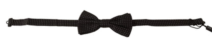 Dolce &amp;amp; Gabbana Svart Mönstrad Justerbar Halsringning Papillon Fluga