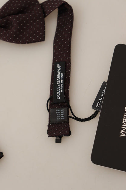 Dolce &amp;amp; Gabbana Brun Prickig Sidenfluga med Justerbar Halsringning och Papillon