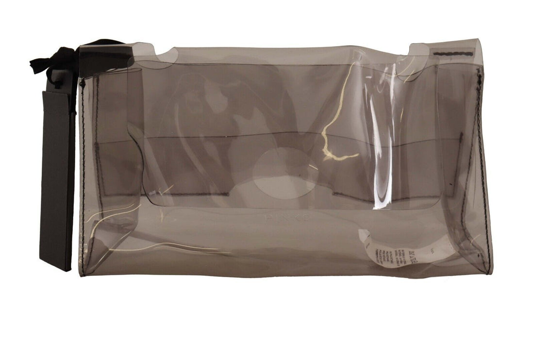 PINKO Svart Genomskinlig Plast Transparent Pungväska Kuvertväska