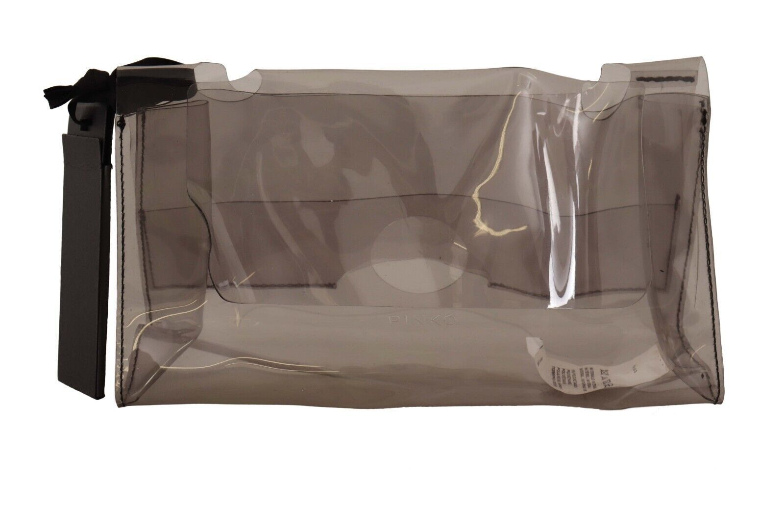 PINKO Svart Genomskinlig Plast Transparent Pungväska Kuvertväska