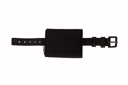 Dolce &amp; Gabbana Black Leather Trifold Purse Belt Strap Multi Kit Wallet