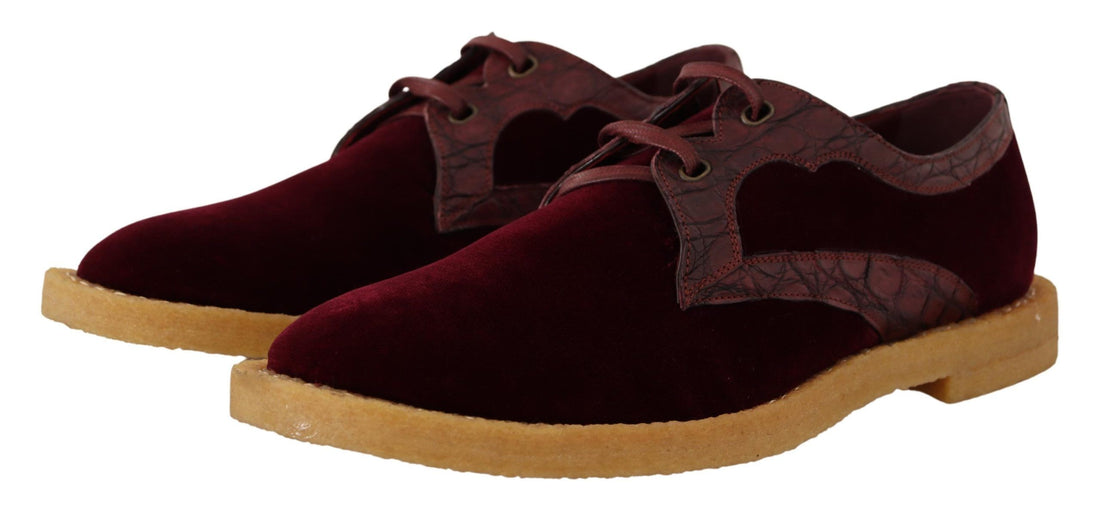 Dolce &amp;amp; Gabbana Bordeaux Sammetsskor i Exotiskt Läder