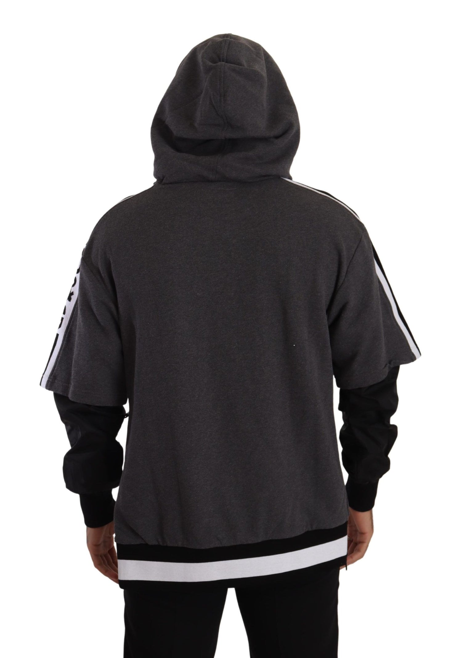 Dolce &amp; Gabbana Gray Black Cotton Hooded 