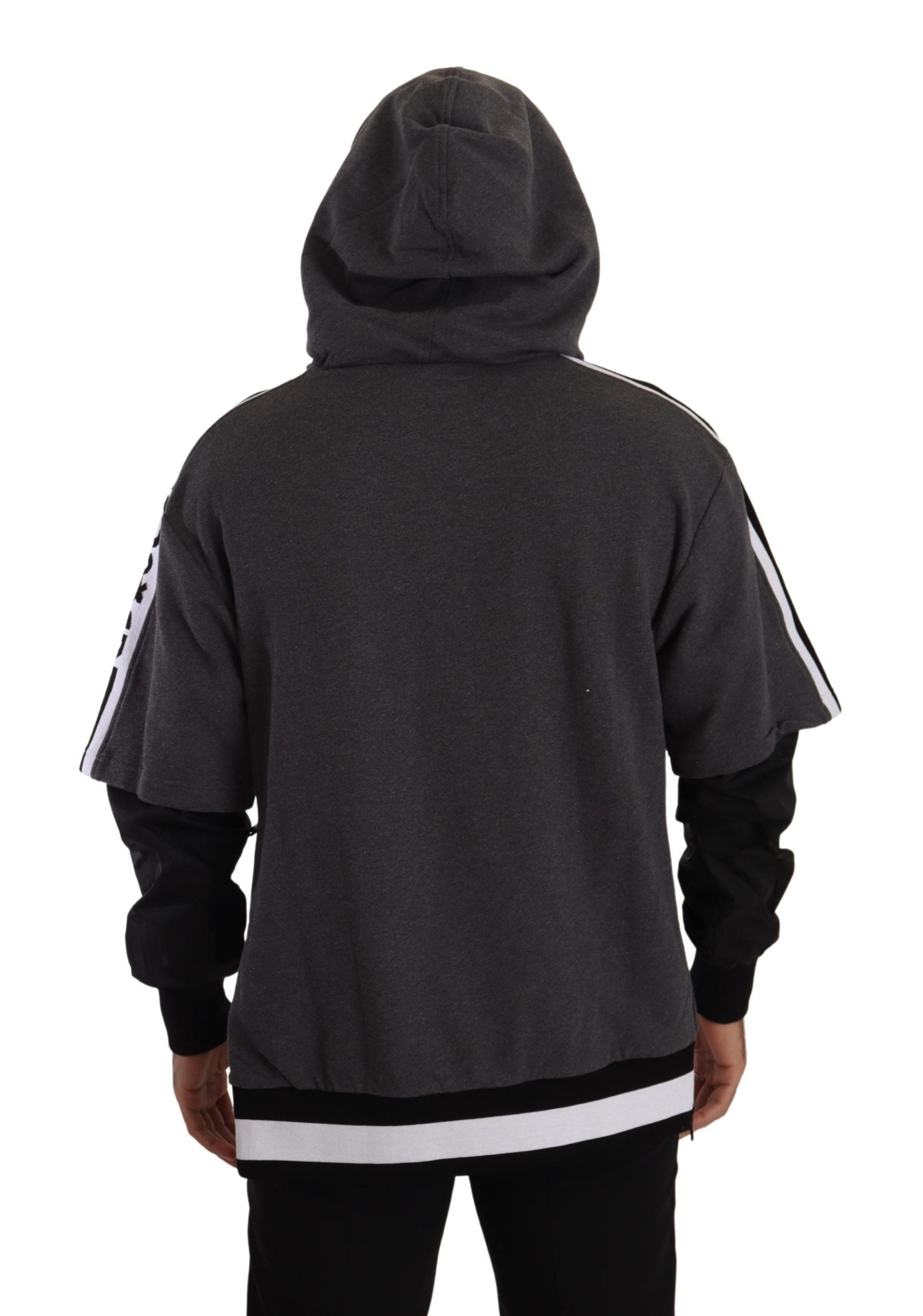Dolce &amp; Gabbana Gray Black Cotton Hooded 