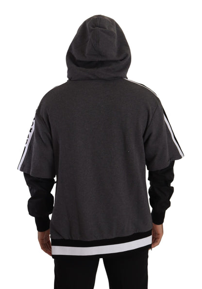 Dolce &amp; Gabbana Gray Black Cotton Hooded 