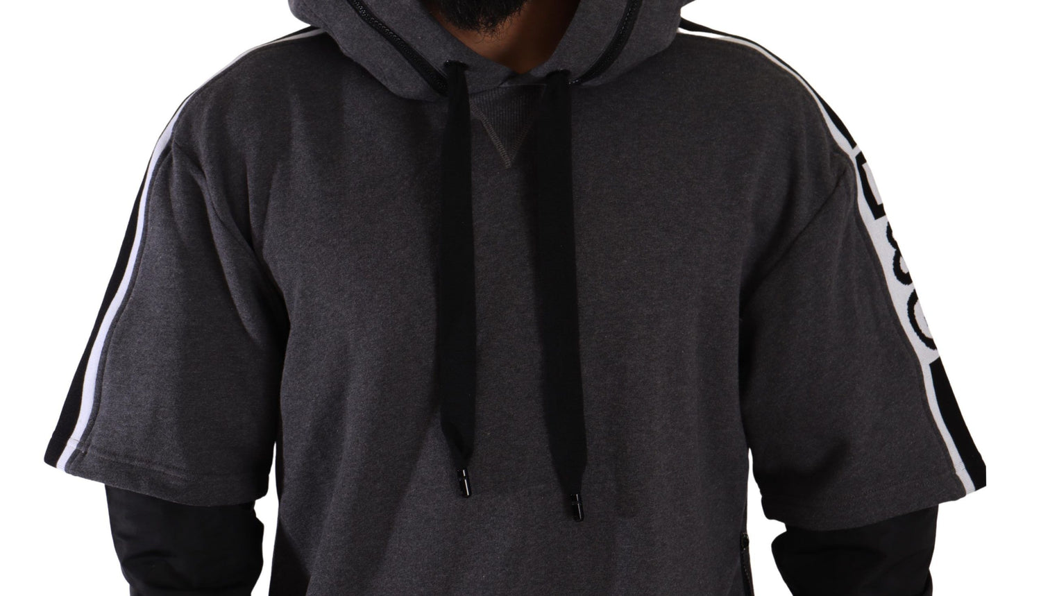 Dolce &amp; Gabbana Gray Black Cotton Hooded 