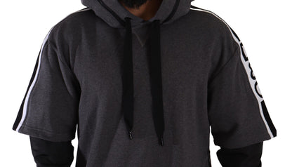 Dolce &amp; Gabbana Gray Black Cotton Hooded 