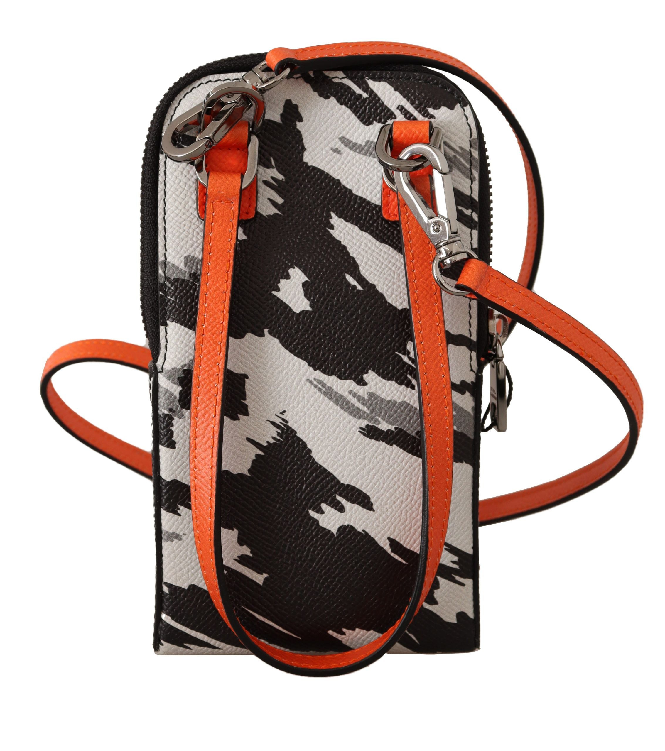 Dolce &amp; Gabbana Gray Leather Cross Body Neck Strap Card Pocket Wallet