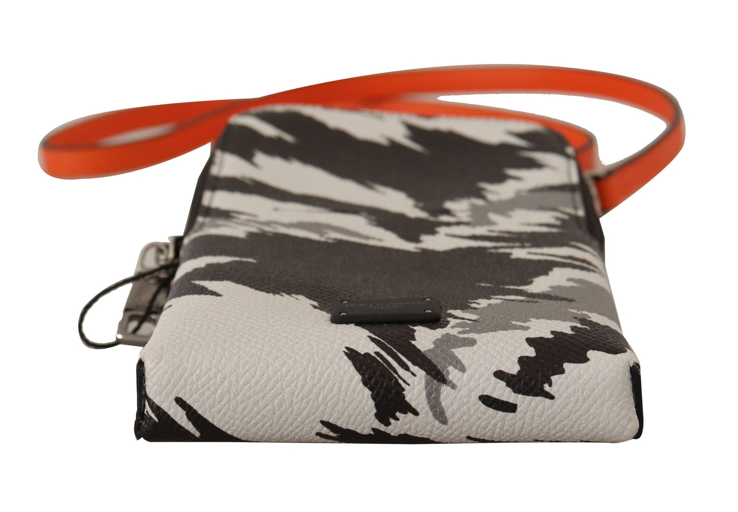 Dolce &amp; Gabbana Gray Leather Cross Body Neck Strap Card Pocket Wallet