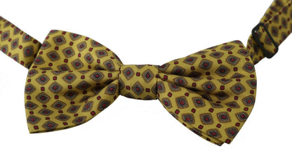 Dolce &amp; Gabbana Yellow Pattern Silk Adjustable Neck Tie