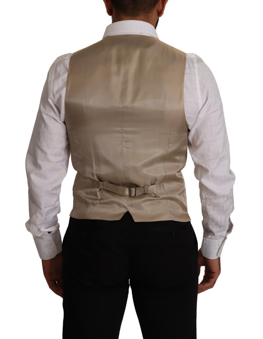 Dolce &amp;amp; Gabbana Beige Bomull Siden Slim Fit Väst