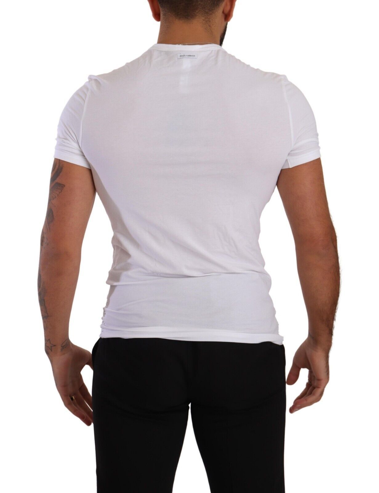Dolce &amp; Gabbana White Round Neck Cotton Stretch T-shirt Underwear