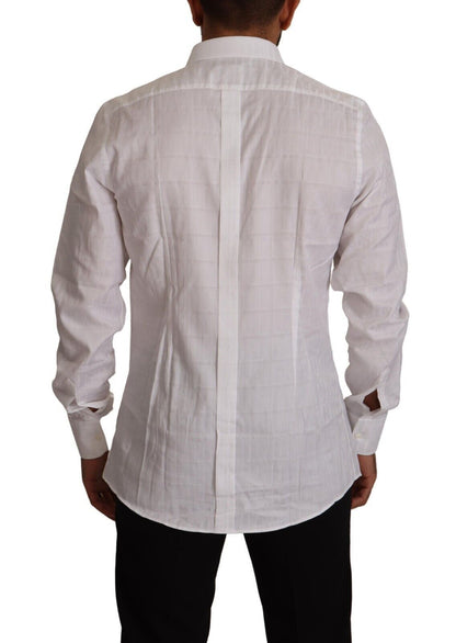 Dolce &amp;amp; Gabbana Vit Guld Bomull Slim Fit Formell Skjorta