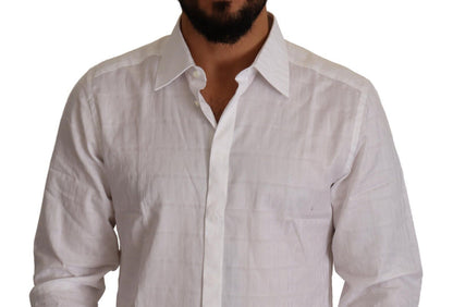 Dolce &amp;amp; Gabbana Vit Guld Bomull Slim Fit Formell Skjorta