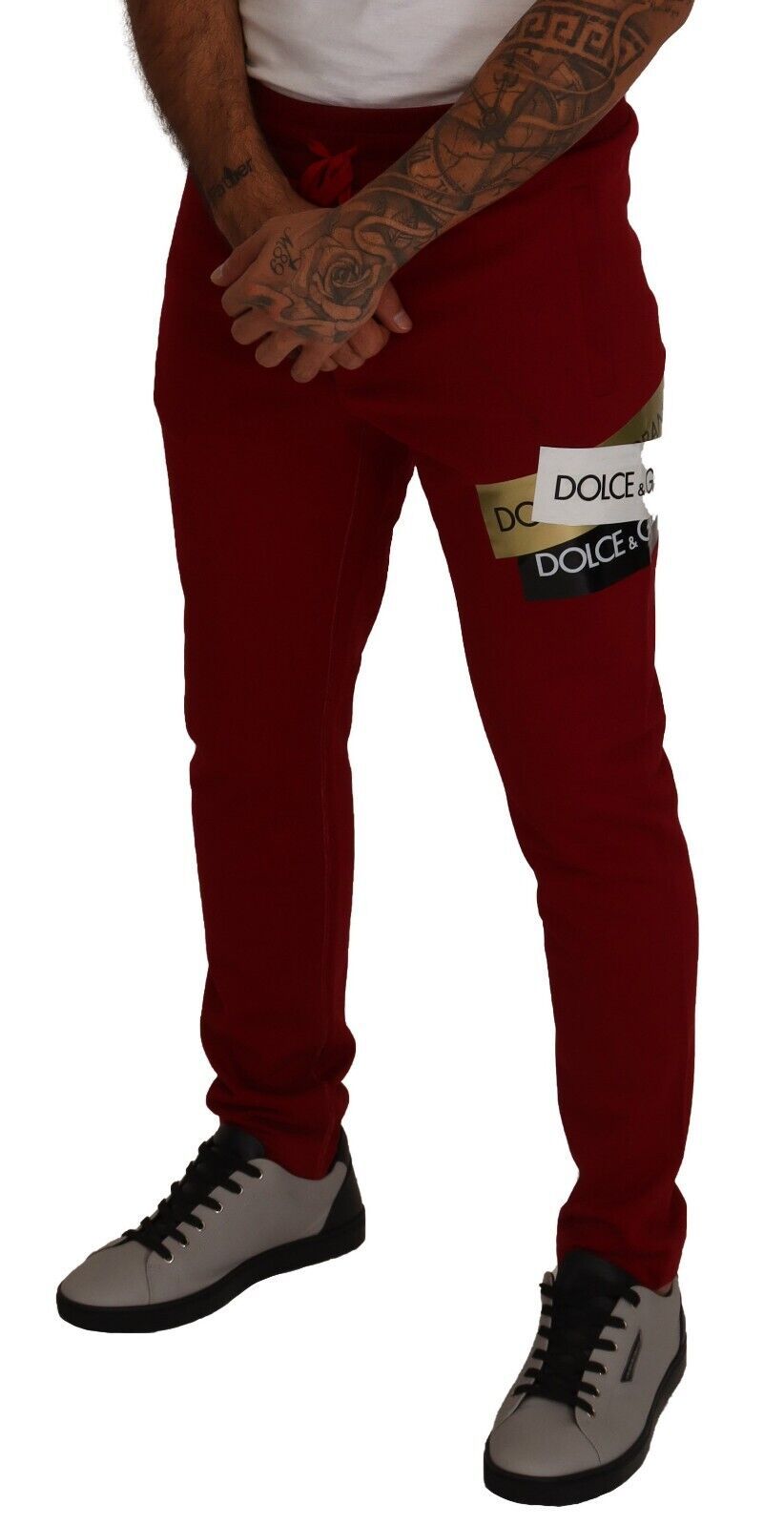 Dolce &amp;amp; Gabbana Röda Bomullsmjukisbyxor med Logotypmärke