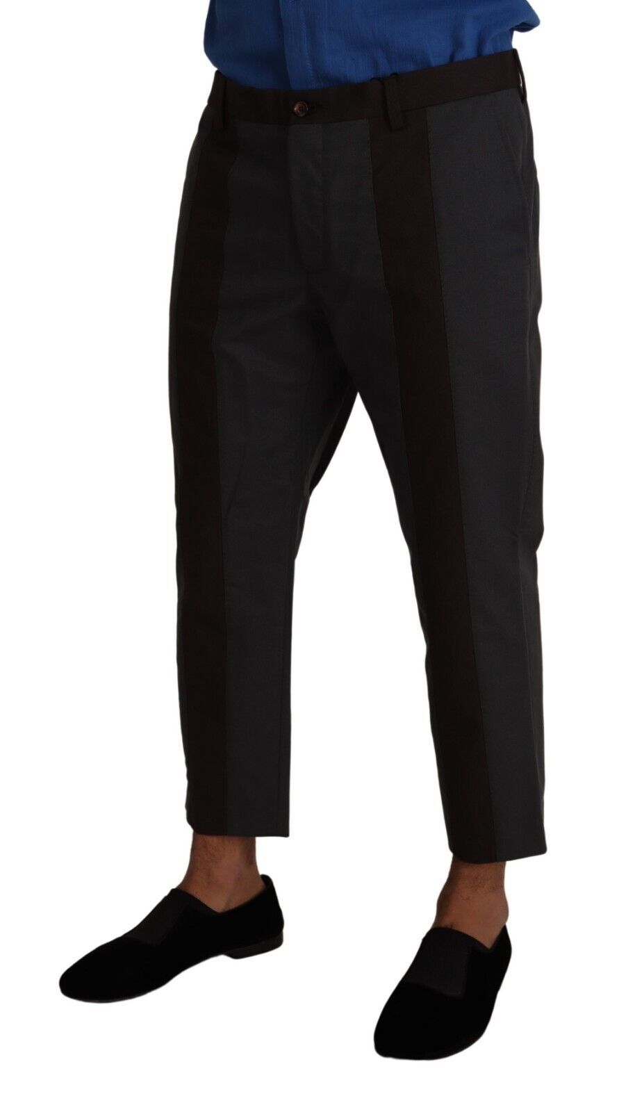 Dolce &amp; Gabbana Gray Bordeaux Striped Cropped Trouser Pants