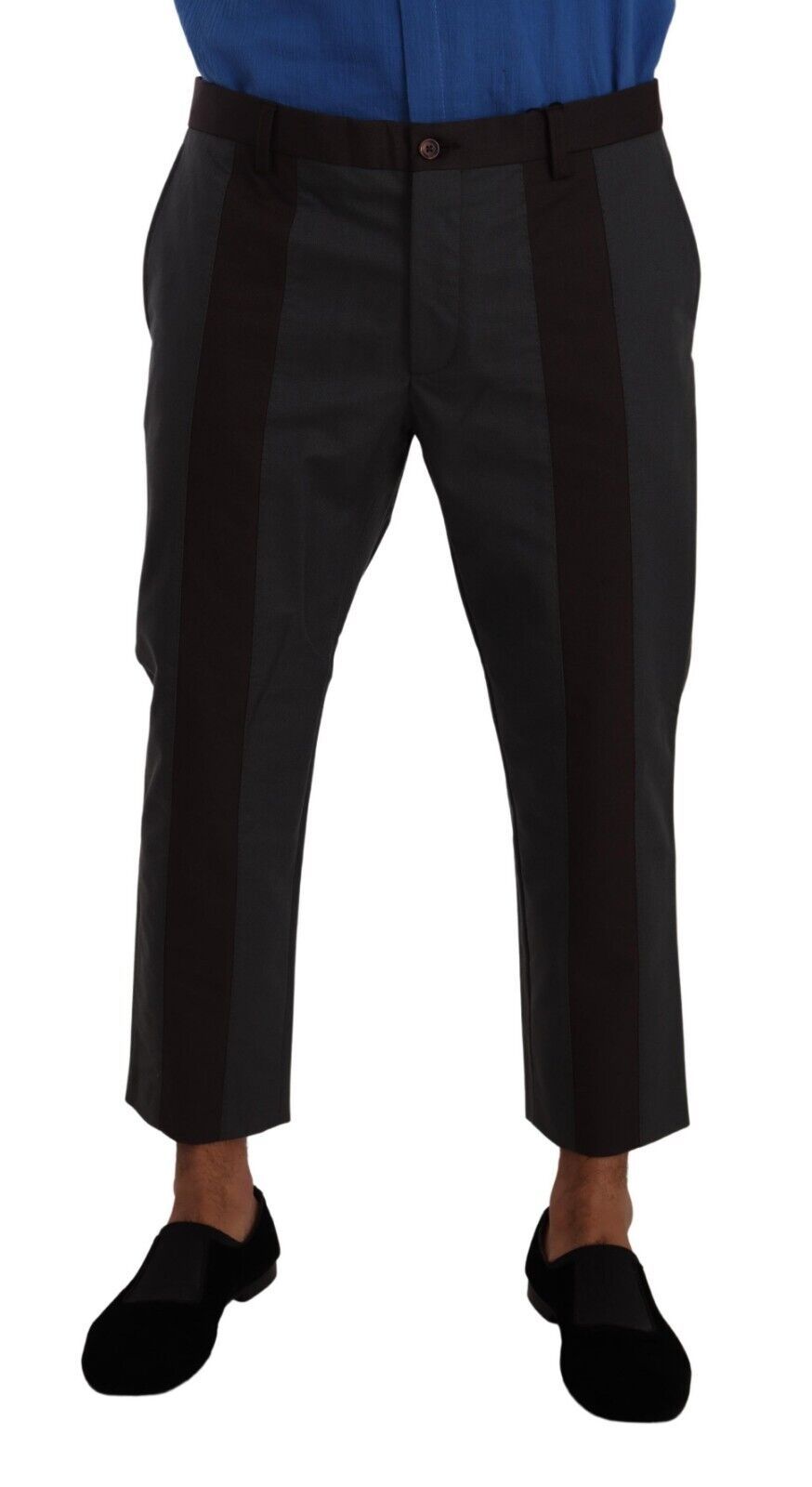 Dolce &amp; Gabbana Gray Bordeaux Striped Cropped Trouser Pants