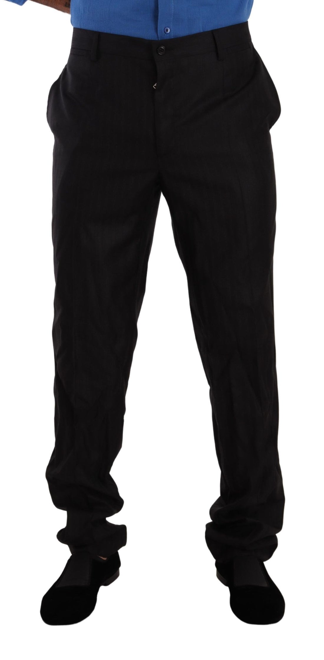 Dolce &amp; Gabbana Gray Wool Silk Dress Trouser Dress Pants