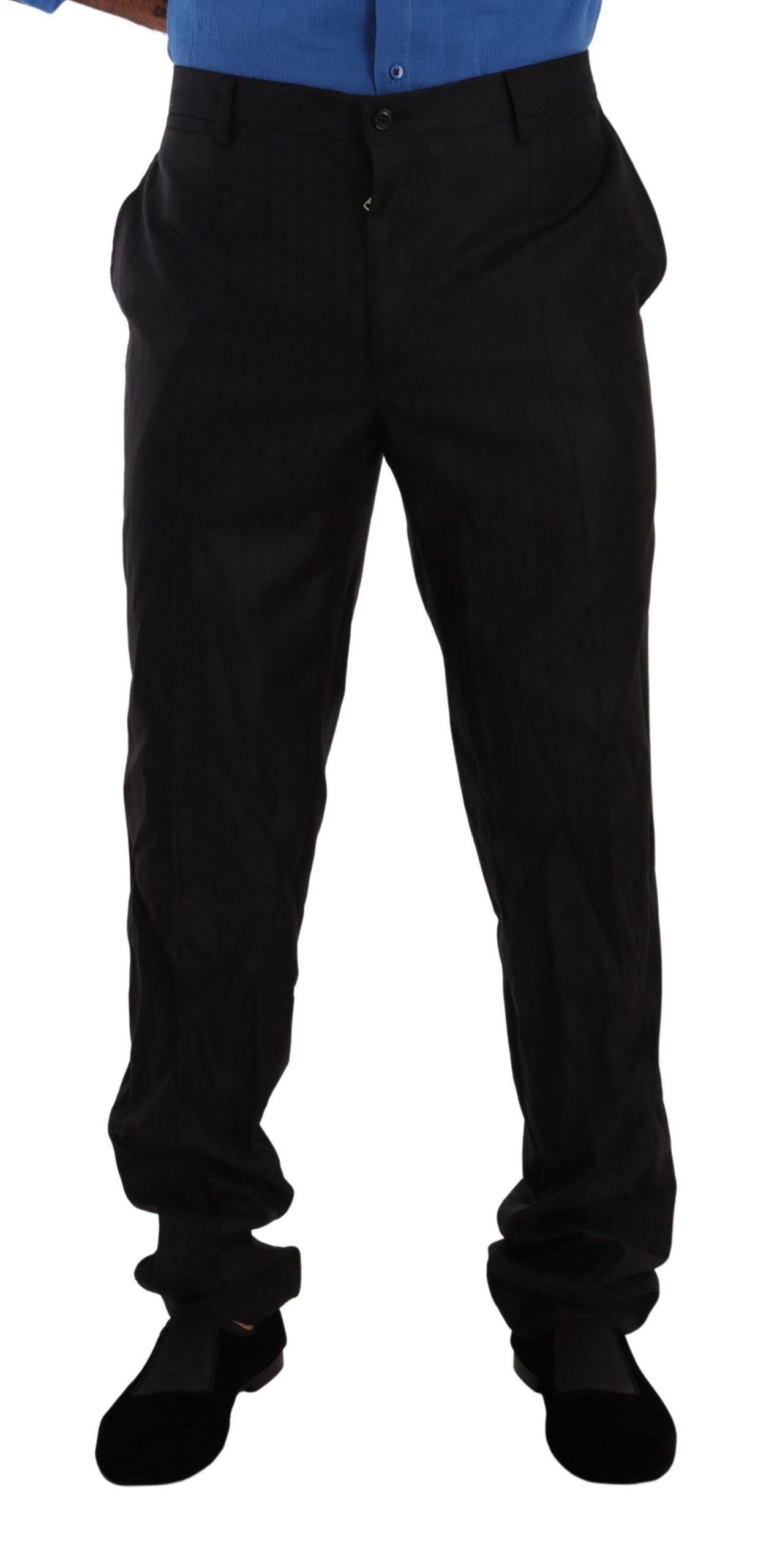 Dolce &amp; Gabbana Gray Wool Silk Dress Trouser Dress Pants