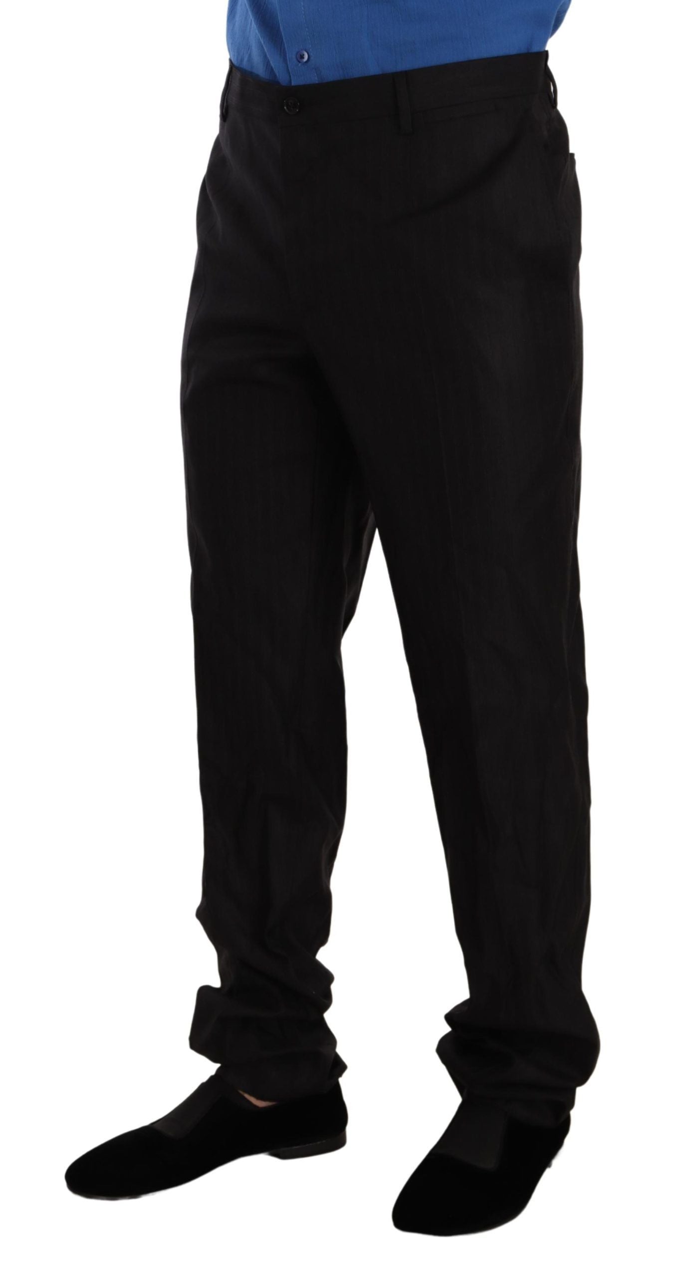 Dolce &amp; Gabbana Gray Wool Silk Dress Trouser Dress Pants