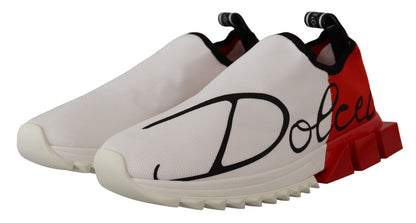 Dolce &amp; Gabbana White Red Sorrento Sandals Sneakers