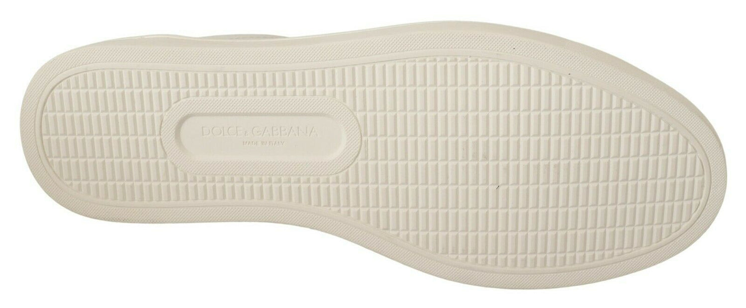 Dolce &amp; Gabbana White Bordeaux Leather Low Tops Sneakers