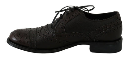Dolce &amp; Gabbana Brown Leather Wingtip Derby Formal Shoes