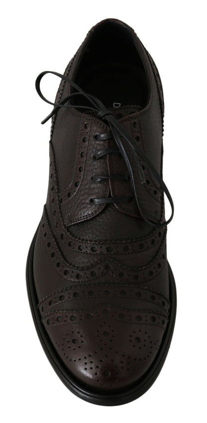 Dolce &amp; Gabbana Brown Leather Wingtip Derby Formal Shoes
