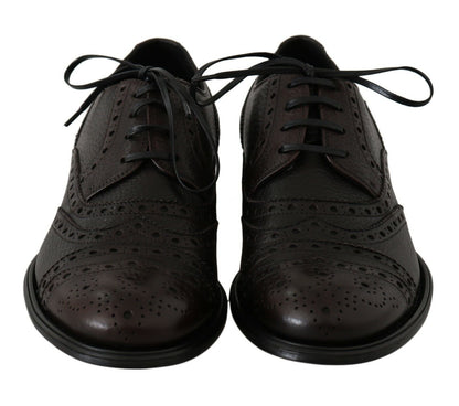 Dolce &amp; Gabbana Brown Leather Wingtip Derby Formal Shoes