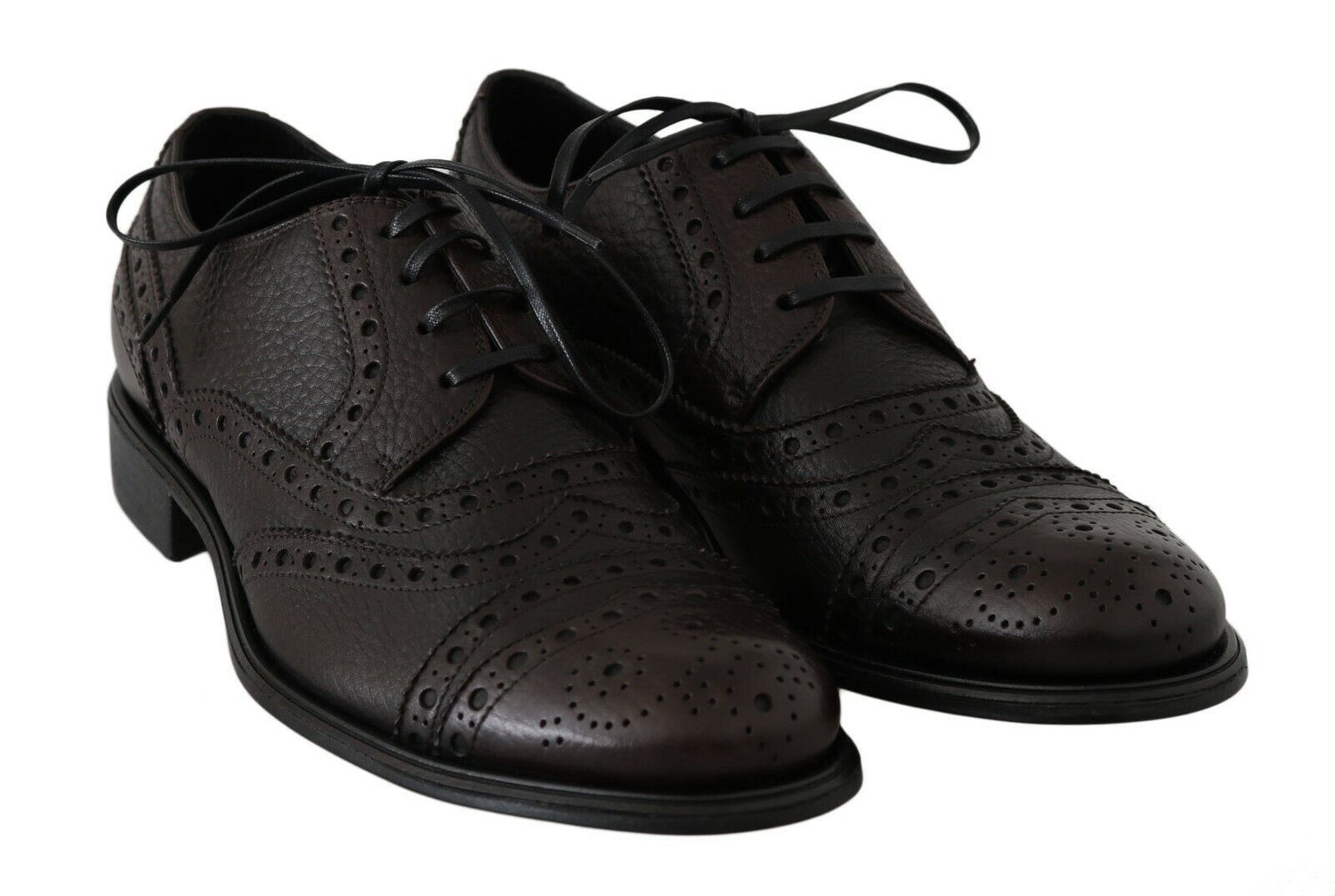 Dolce &amp; Gabbana Brown Leather Wingtip Derby Formal Shoes